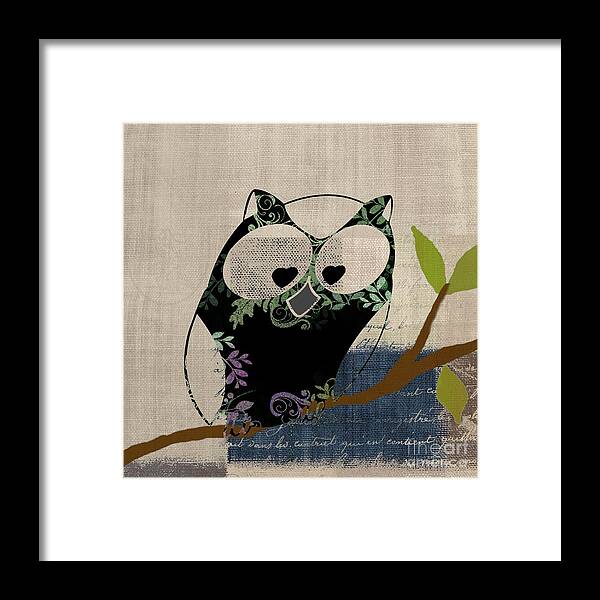 Owl Framed Print featuring the digital art Owl Design - j140149146-v19 by Variance Collections