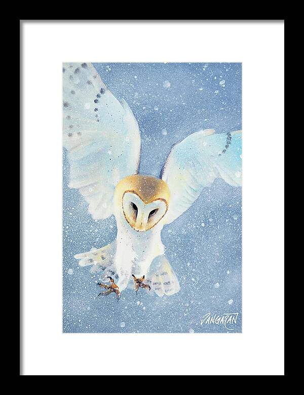 Original Painting Framed Print featuring the painting Owl Detail by Tim Dangaran