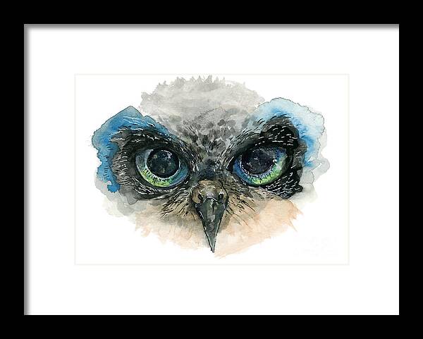 Owl Framed Print featuring the painting Owl Eyes by Lauren Heller
