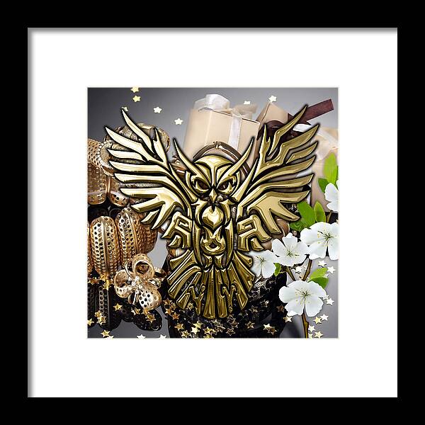 Owl Framed Print featuring the mixed media Owl in Flight Collection by Marvin Blaine