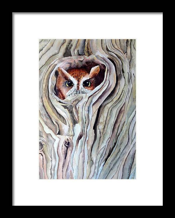 Owl Framed Print featuring the painting Owl by Laurel Best