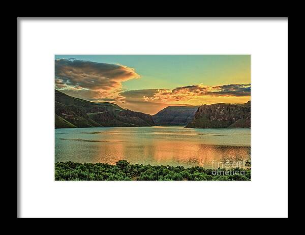Desert Framed Print featuring the photograph Owyhee Reservoir At Dusk by Robert Bales