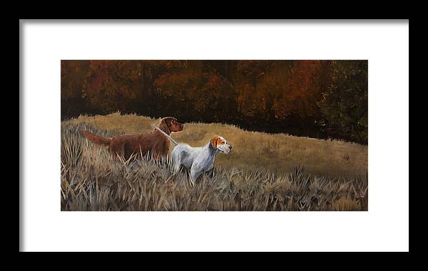 Hunting. Hunting Dogs Framed Print featuring the painting Ozzy and Nigel by Pavel Francev