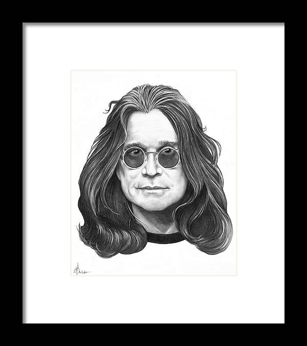 Ozzy Framed Print featuring the drawing Ozzy Osbourne by Murphy Elliott