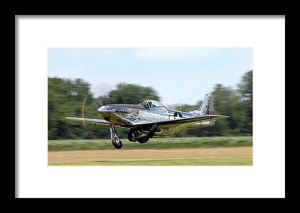Aviation Framed Print featuring the photograph P-51 Takeoff by Peter Chilelli