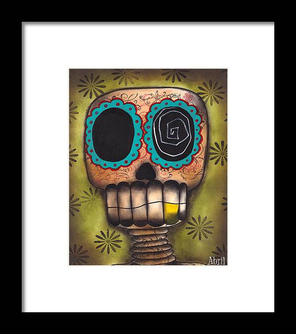 Day Of The Dead Framed Print featuring the painting Paco el Feliz by Abril Andrade