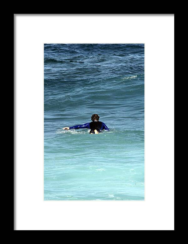  Framed Print featuring the photograph Paddling Out by Kenneth Campbell