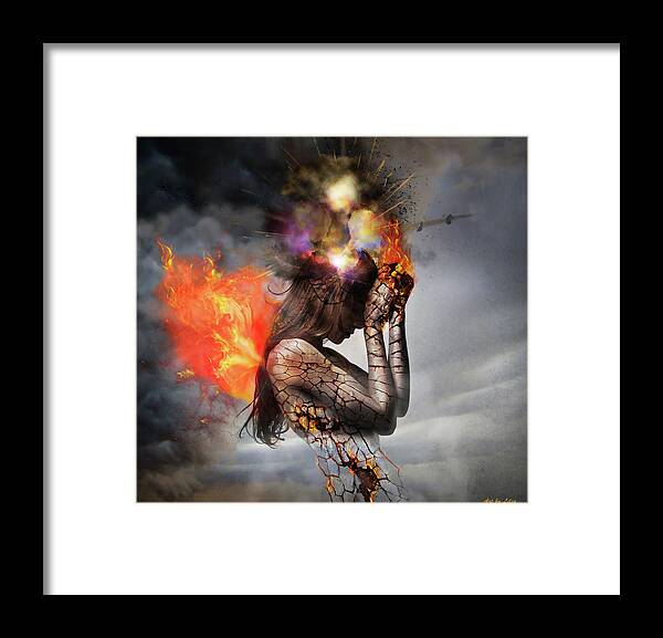 Woman In Pain Framed Print featuring the mixed media Pain by Lilia D