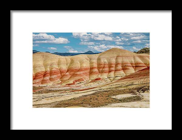 Painted Hills Framed Print featuring the photograph Painted Hills and Afternoon Sky by Greg Nyquist