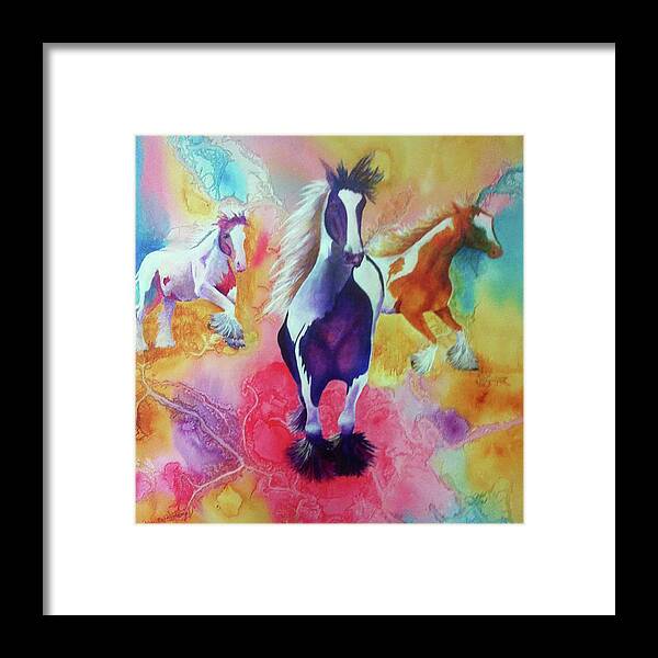 Horses Framed Print featuring the painting Painted Horses by Gerry Delongchamp
