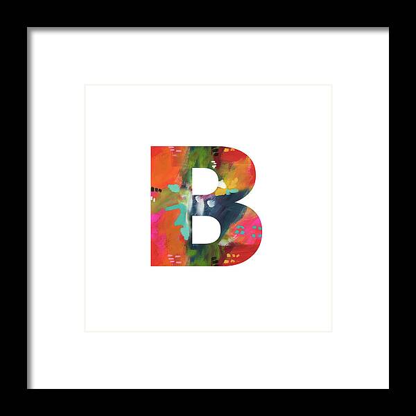 B Framed Print featuring the mixed media Painted Letter B-Monogram Art by Linda Woods by Linda Woods