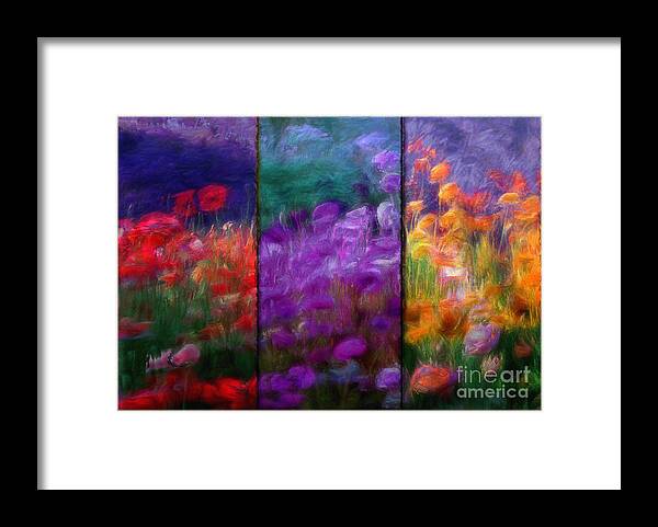 Painted Poppies Framed Print featuring the painting Painted Poppies Triptych by Mindy Sommers