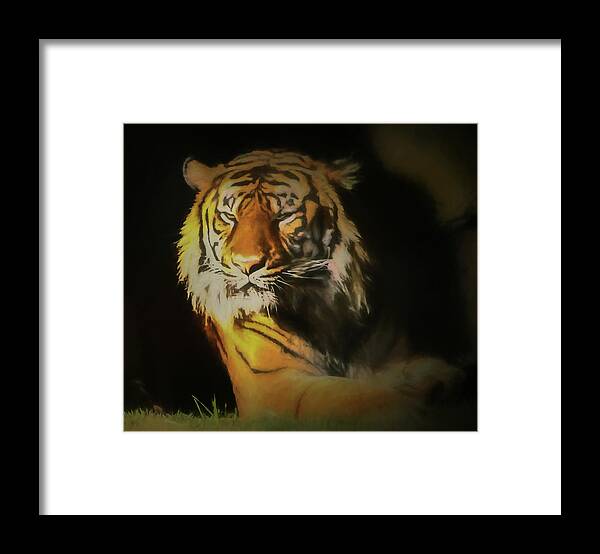 Tiger Framed Print featuring the digital art Painted Tiger by Kandy Hurley