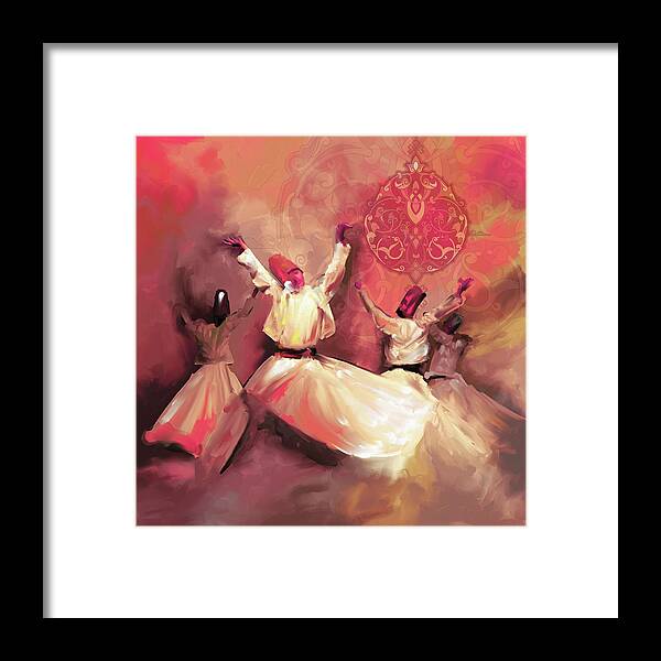Tanoura Framed Print featuring the painting Painting 717 5 Sufi Whirl III by Mawra Tahreem