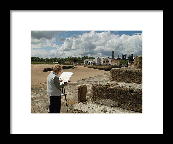 Landscape Framed Print featuring the photograph Painting St Andrews Harbour by Adrian Wale