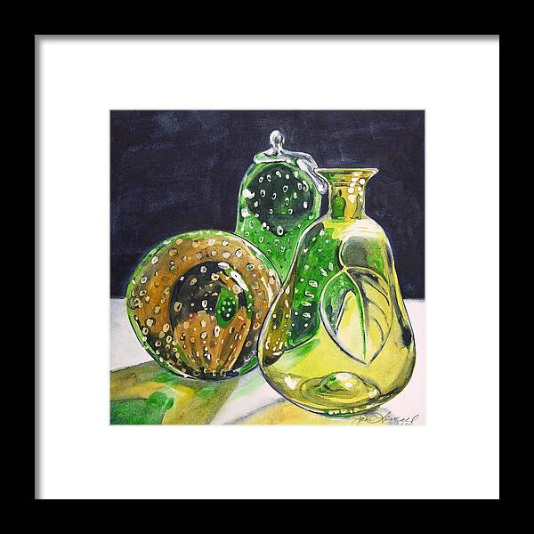 Pears Framed Print featuring the painting Pair of Pears by Jane Loveall