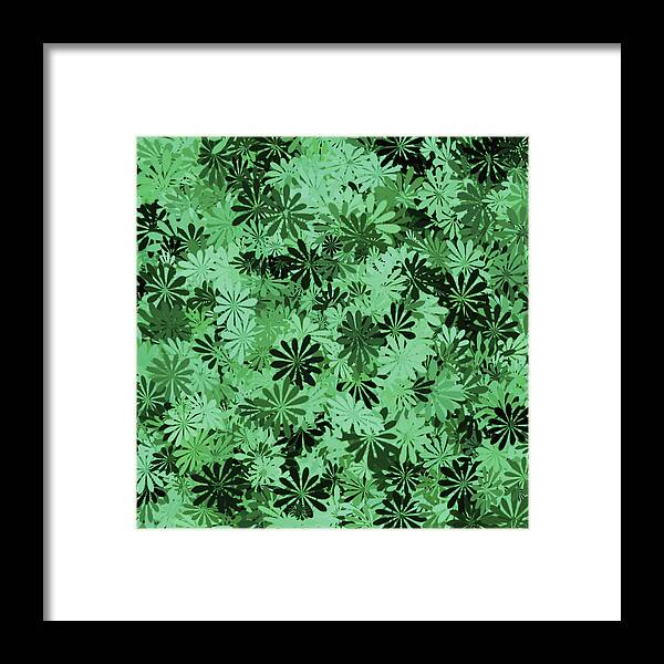 Flower Framed Print featuring the digital art Pale Green Floral Pattern by Aimee L Maher ALM GALLERY