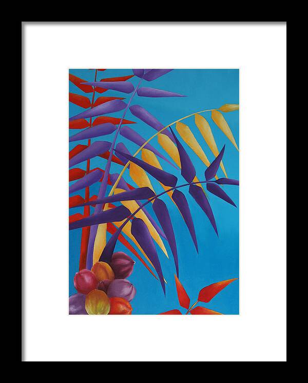 Landscape Framed Print featuring the painting Palm Tree with Coconuts 1 by Karin Eisermann