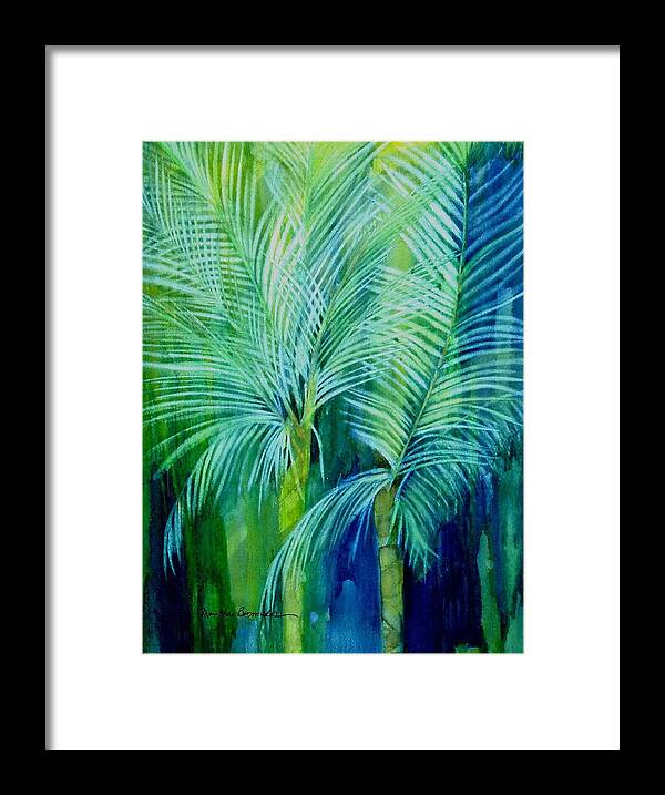 Landscape Framed Print featuring the painting Palm Trees by Maritza Bermudez