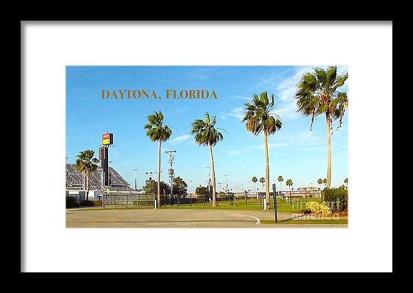 Daytona Framed Print featuring the digital art Palm Trees of Daytona Florida by Karen Francis