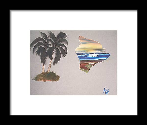big Island Framed Print featuring the painting Palms and Big Island by Karen Nicholson