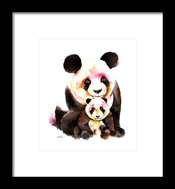 Panda Framed Print featuring the painting Panda Bear by Isabel Salvador