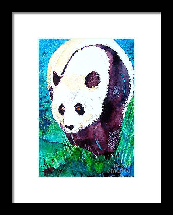Panda Framed Print featuring the painting Panda by Jo Lynch