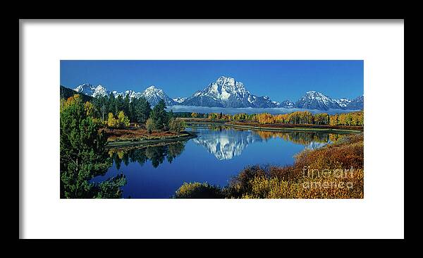 Dave Welling Framed Print featuring the photograph Panorama Oxbow Bend Grand Tetons National Park Wyoming by Dave Welling