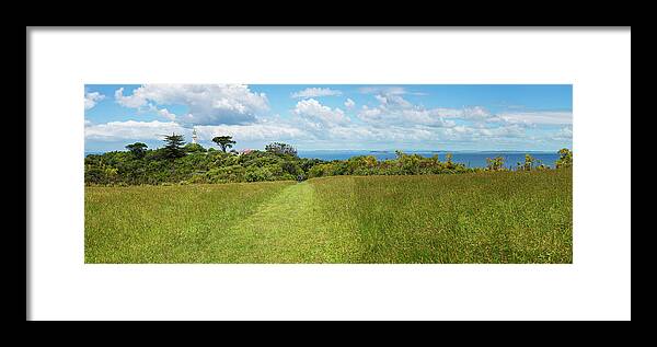 Joan Carroll Framed Print featuring the photograph Panorama Tiritiri Matangi New Zealand by Joan Carroll