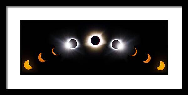 08 21 2017 Framed Print featuring the photograph Panorama Total Eclipse T Shirt Art Phases by Debra and Dave Vanderlaan