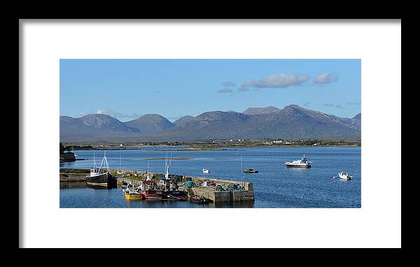 Ireland Framed Print featuring the photograph Panoramic View Roundstone Harbour by Terence Davis