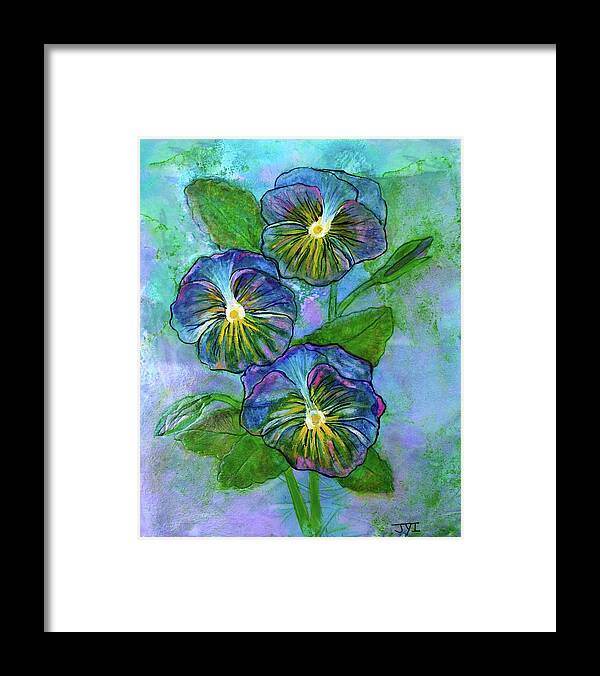 Spring Framed Print featuring the painting Pansy on Water by Janet Immordino