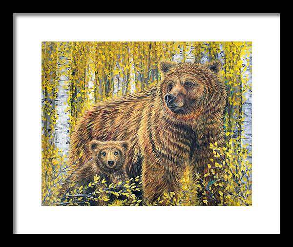 Bear Framed Print featuring the painting Papa Bear by Teshia Art