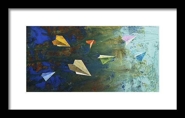 Origami Framed Print featuring the painting Paper Airplanes by Michael Creese