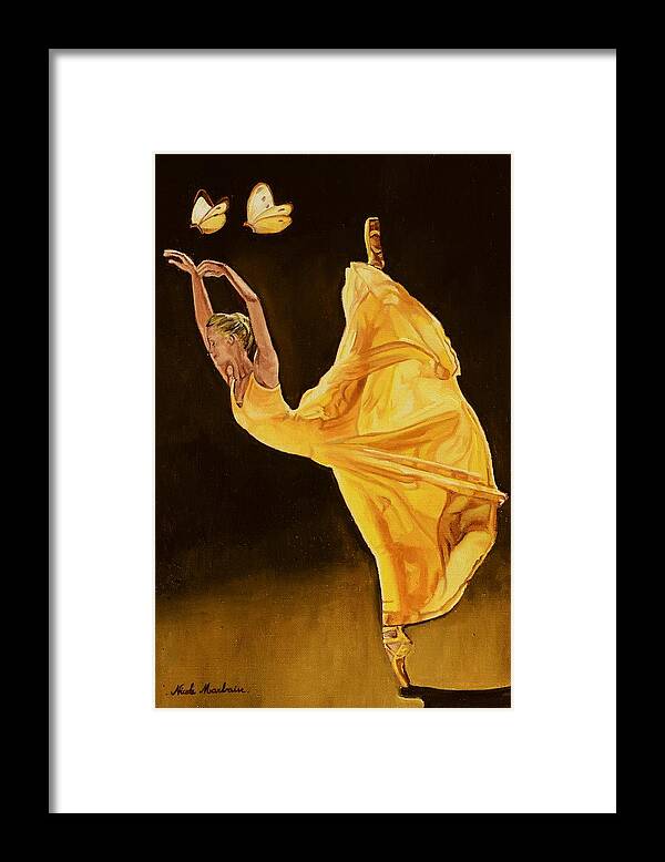 Butterfly Framed Print featuring the painting Papillon by Nicole MARBAISE