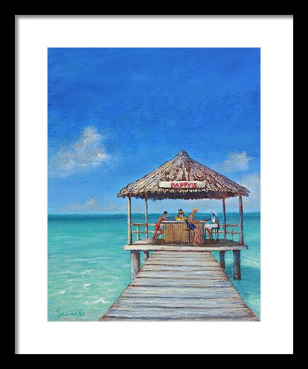 Caribbean Seascape Framed Print featuring the painting Pappy's by Alan Zawacki by Alan Zawacki