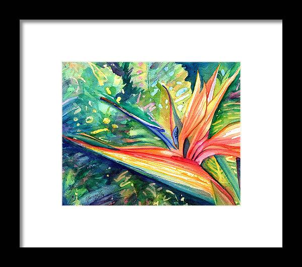 Bird Of Paradise Framed Print featuring the painting Paradise in Bloom by Marionette Taboniar