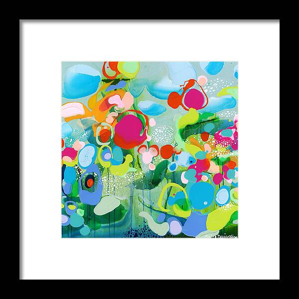 Abstract Framed Print featuring the painting Paradise Outer Limits by Claire Desjardins