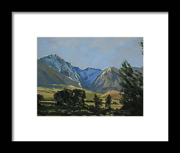 Landscapes Framed Print featuring the painting Paradise Valley Mountains by Les Herman