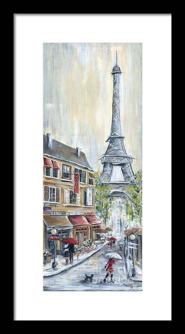 Paris Framed Print featuring the painting Poodle In Paris by Marilyn Dunlap