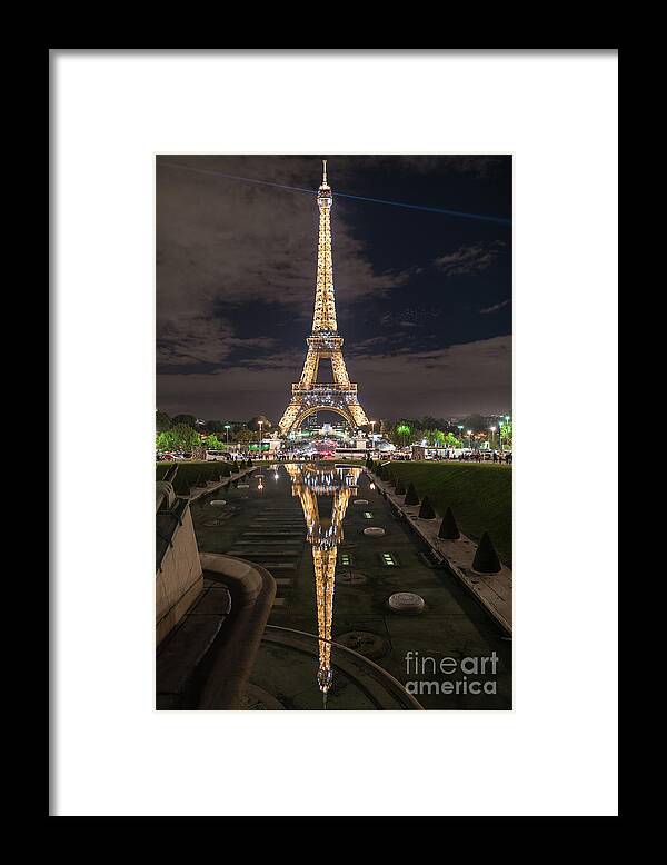 Eiffel Tower Framed Print featuring the photograph Paris Eiffel Tower Dazzling at Night by Mike Reid