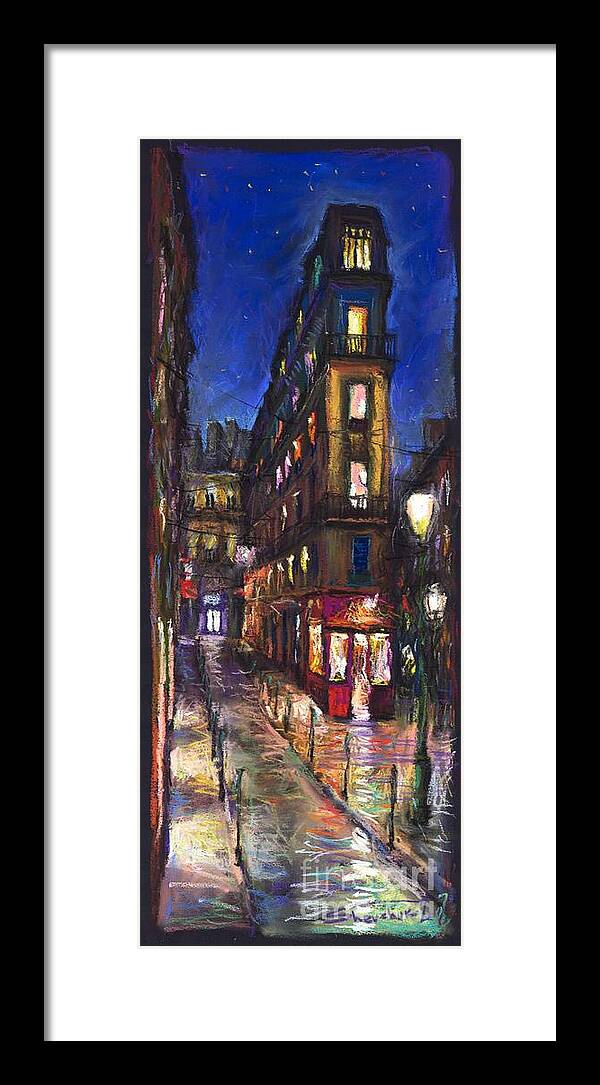 Landscape Framed Print featuring the painting Paris Old street by Yuriy Shevchuk