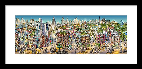 Park Slope Brooklyn Framed Print featuring the painting Park Slope Brooklyn by Maria Rabinky