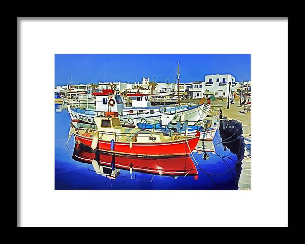 Greek Framed Print featuring the photograph Paros Fishing Boats by Dennis Cox