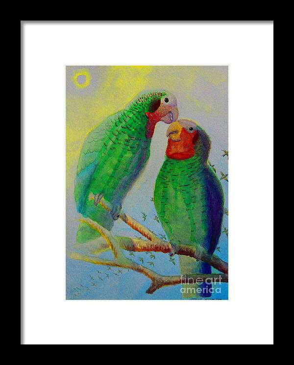 Parrots Framed Print featuring the painting Parrots Paradise Contemporary by Jerome Wilson