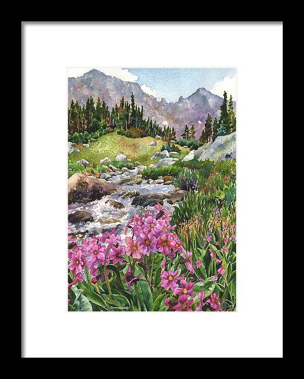 Pink Flowers Art Framed Print featuring the painting Parry's Primrose by Anne Gifford