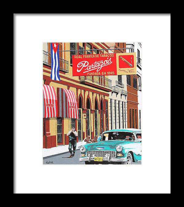 Partagas Cigar Factory Framed Print featuring the painting Partagas Cigar Factory Havana Cuba by Miguel G