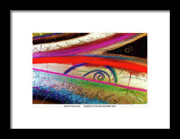 A Bright Framed Print featuring the painting Particle Track Study Thirteen by Scott Wallin