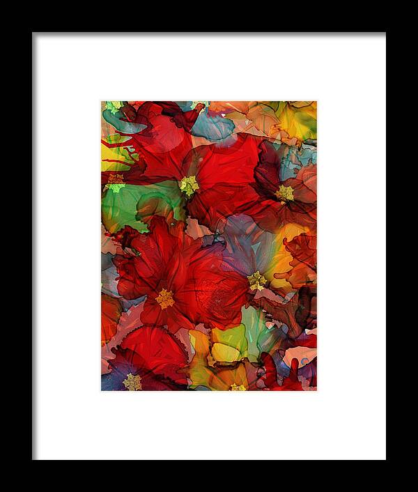 Abstract Framed Print featuring the mixed media Passion of Flowers by Klara Acel