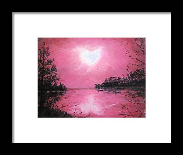 Chromatic Sunset Framed Print featuring the painting Passionate Dreams by Jen Shearer